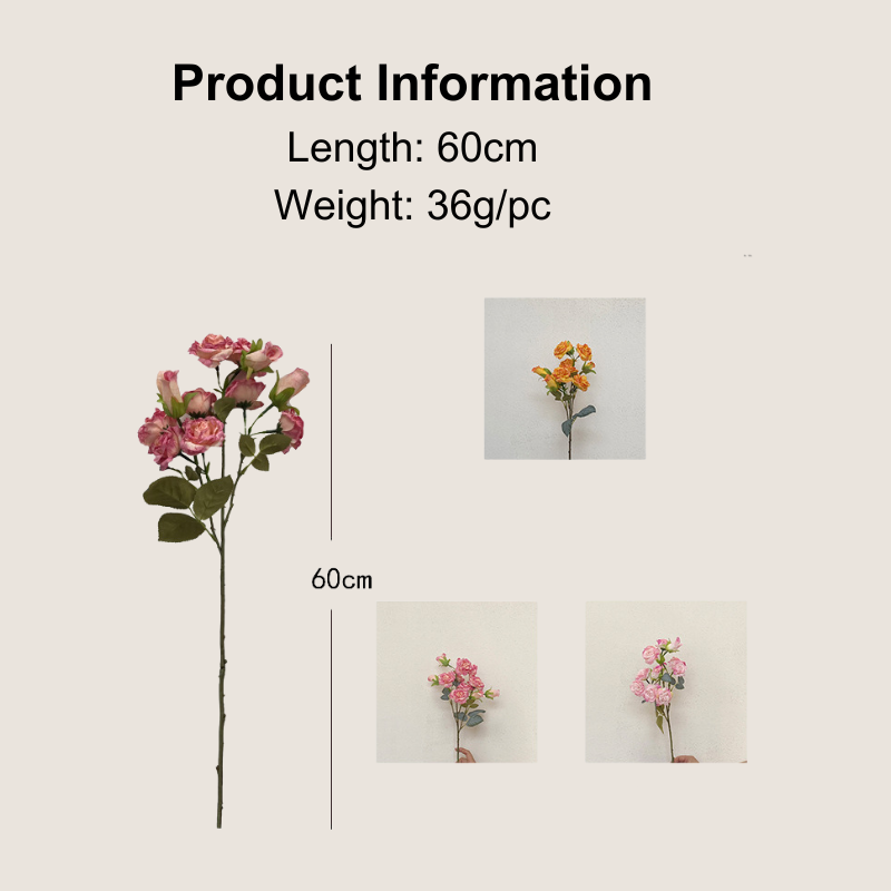 Artificial Dark Pink Rose Bush