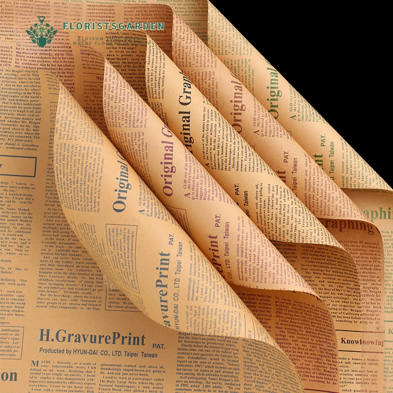 Elegant newspaper flower wrapping paper
