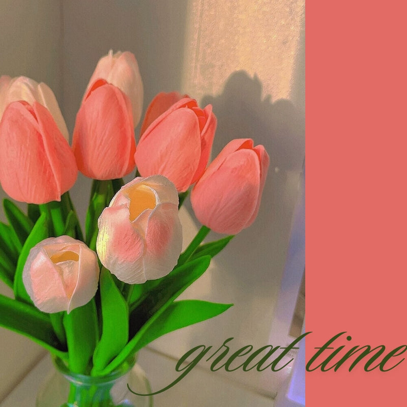Vibrant multicolored artificial tulip bouquet