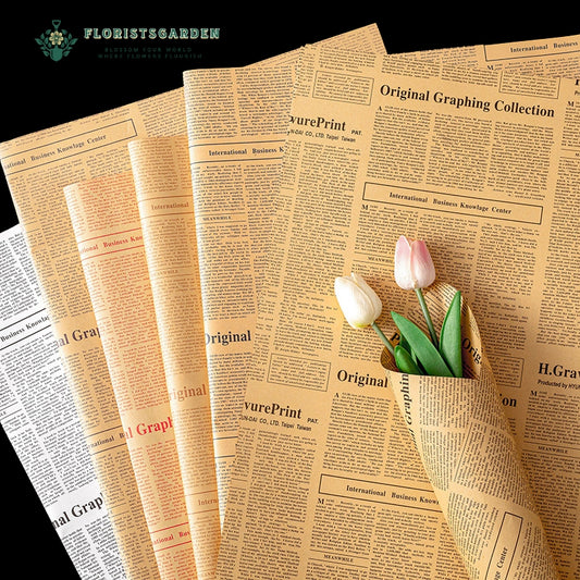 Elegant newspaper flower wrapping paper