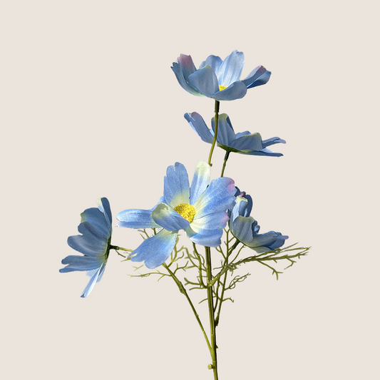 blue silk cosmos flowers