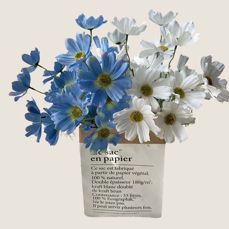 blue silk cosmos flowers - 2